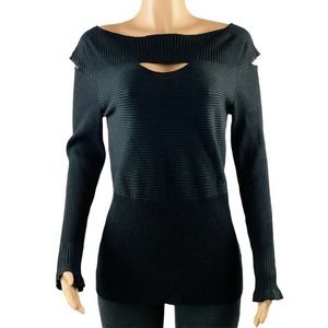 Cryus Sweater Ribbed Cut Out Cold Shoulder Womens Size L NEW